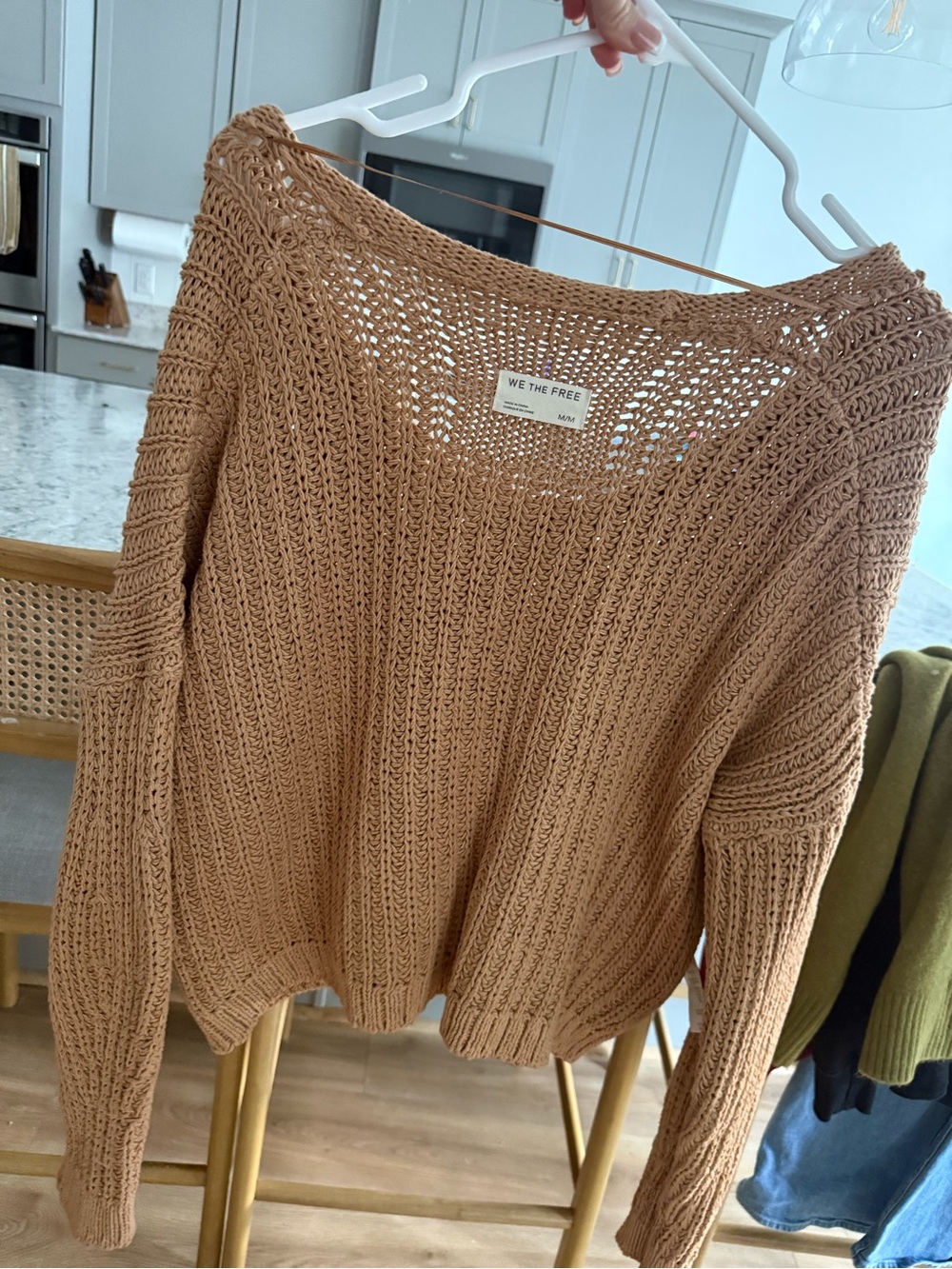 We The Free Open-Knit Scoop Neck Sweater - Camel Brown
